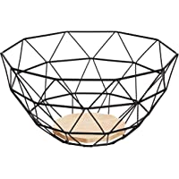 Amazon Basics - Cesta para fruta de alambre de metal- con base de madera